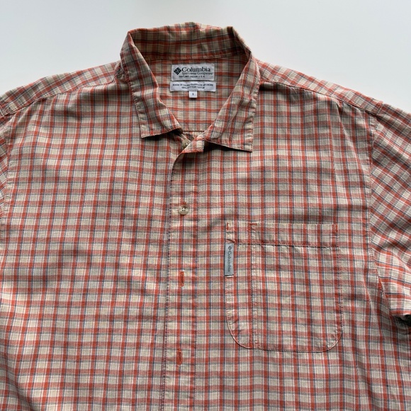 Columbia Short Sleeve Button Down Shirt  Orange & Cream Size S - Picture 4 of 8